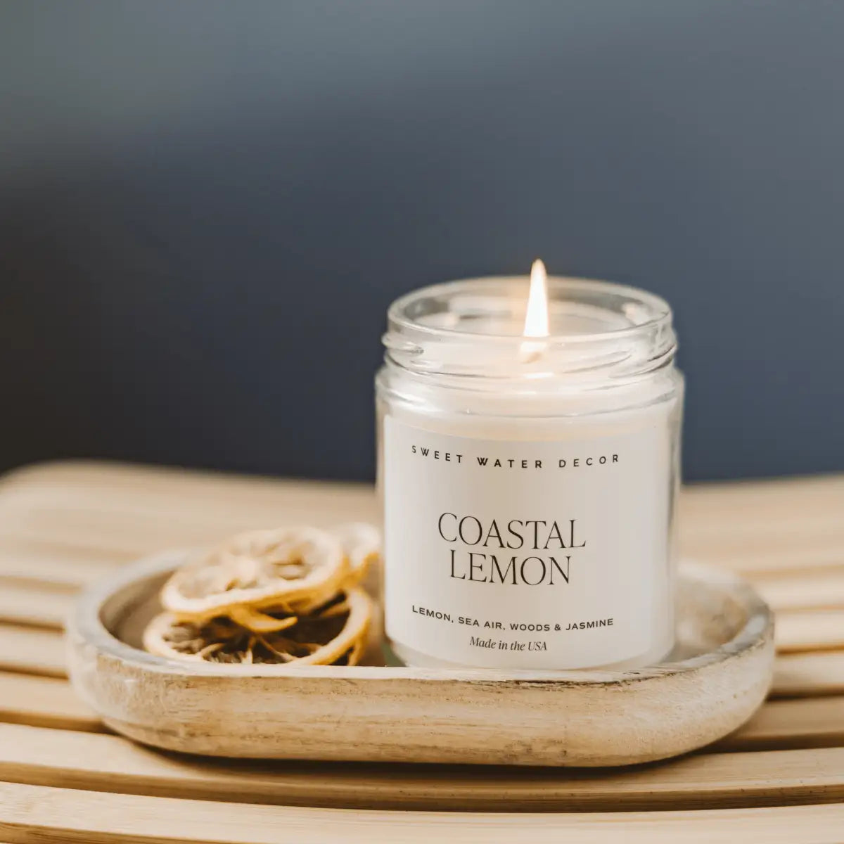 Coastal Lemon Soy Candle - Clear Jar - 9 oz - Sweet Water Decor