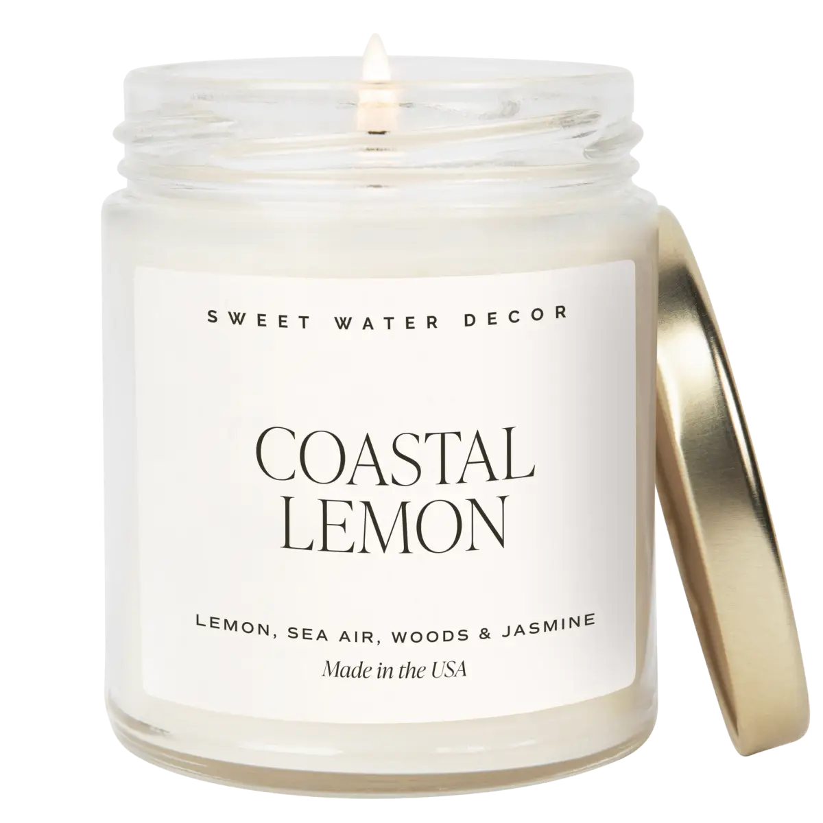 Coastal Lemon Soy Candle - Clear Jar - 9 oz - Sweet Water Decor