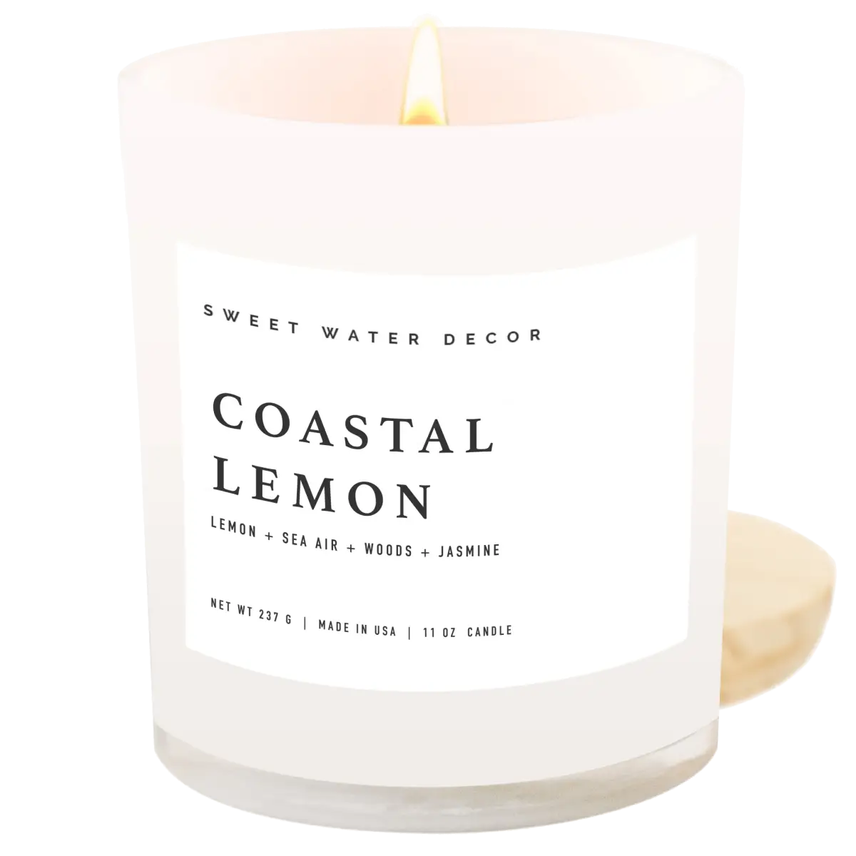 Coastal Lemon Soy Candle - White Jar - 11 oz - Sweet Water Decor