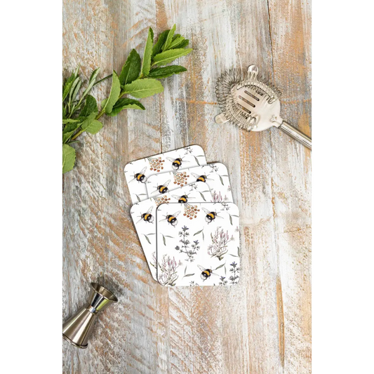 Coaster Set - Bees & Honeysuckle - Set Of 4 Coasters - Toasted Crumpet (US Duties Paid)