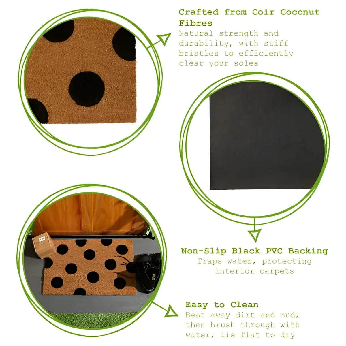 Coir Door Mat - Polka Dot - Rinkit Ltd