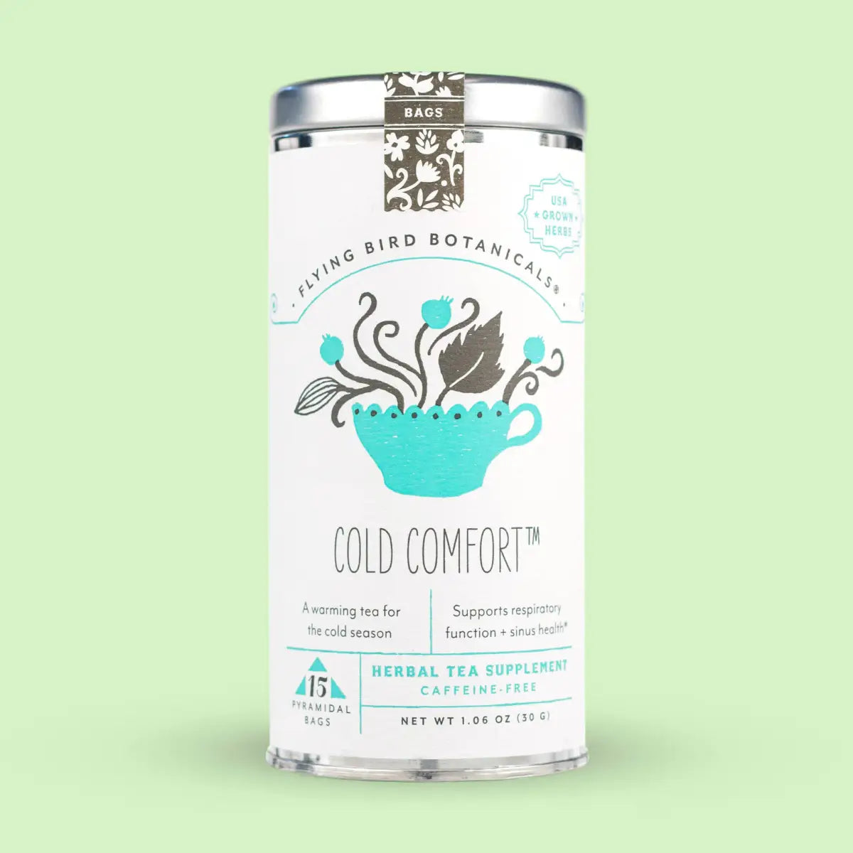 Organic Tea - Cold Comfort – 15 Tea Bag Tin - Flying Bird Botanicals