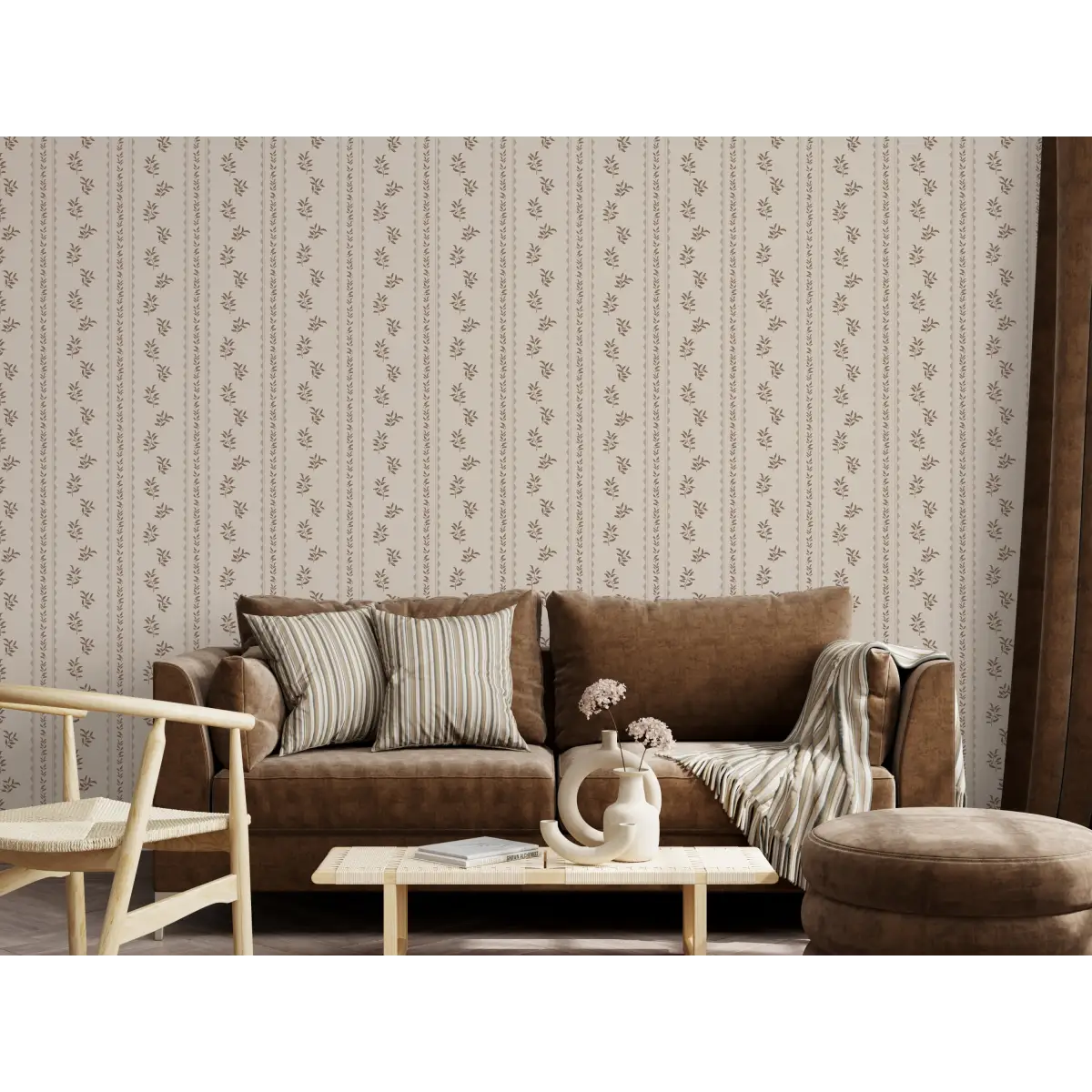 Colleen Wallpaper - Leafy Stripe - by Gabriela Dachin - Loomwell Home Goods