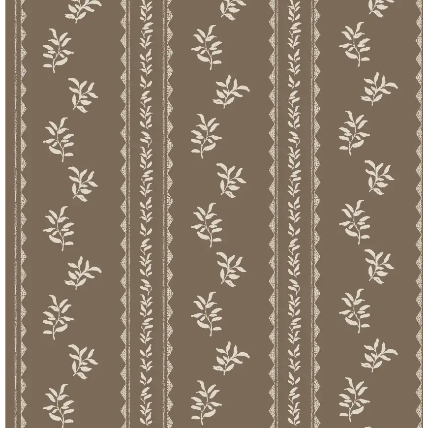 Colleen Wallpaper - Leafy Stripe - by Gabriela Dachin - Sample 1 foot by 1 foot / Brown - Loomwell Home Goods