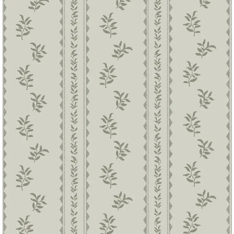 Colleen Wallpaper - Leafy Stripe - by Gabriela Dachin - Sample 1 foot by 1 foot / Fern - Loomwell Home Goods