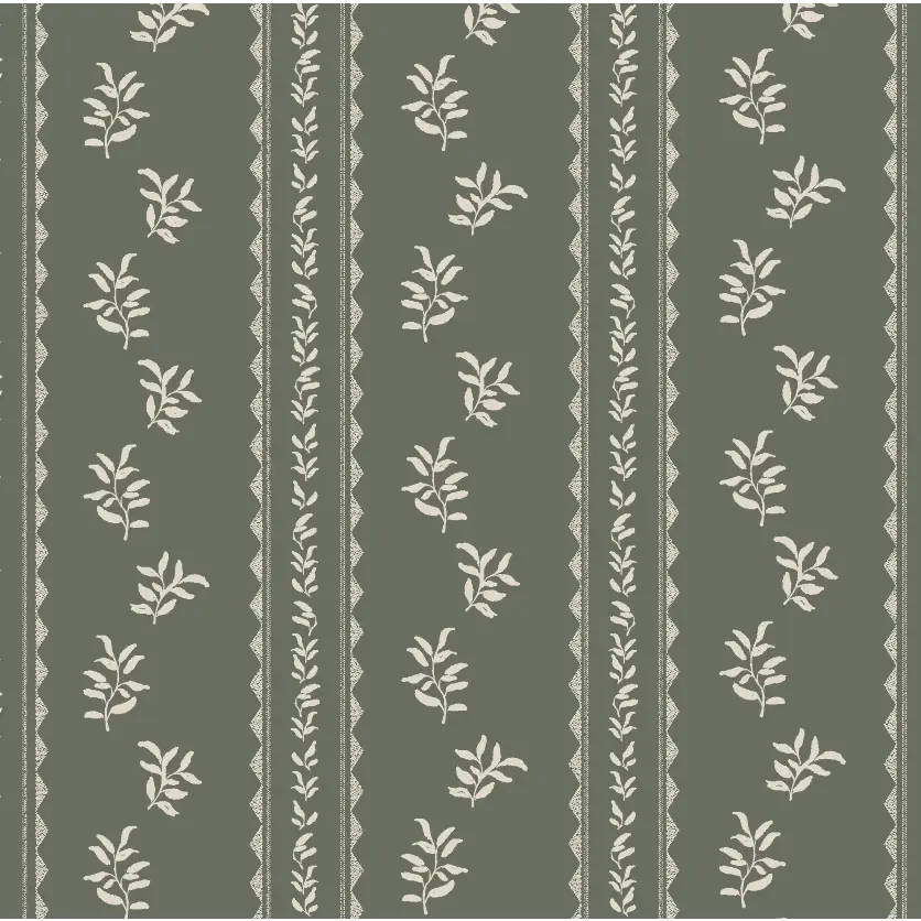 Colleen Wallpaper - Leafy Stripe - by Gabriela Dachin - Sample 1 foot by 1 foot / Moss - Loomwell Home Goods