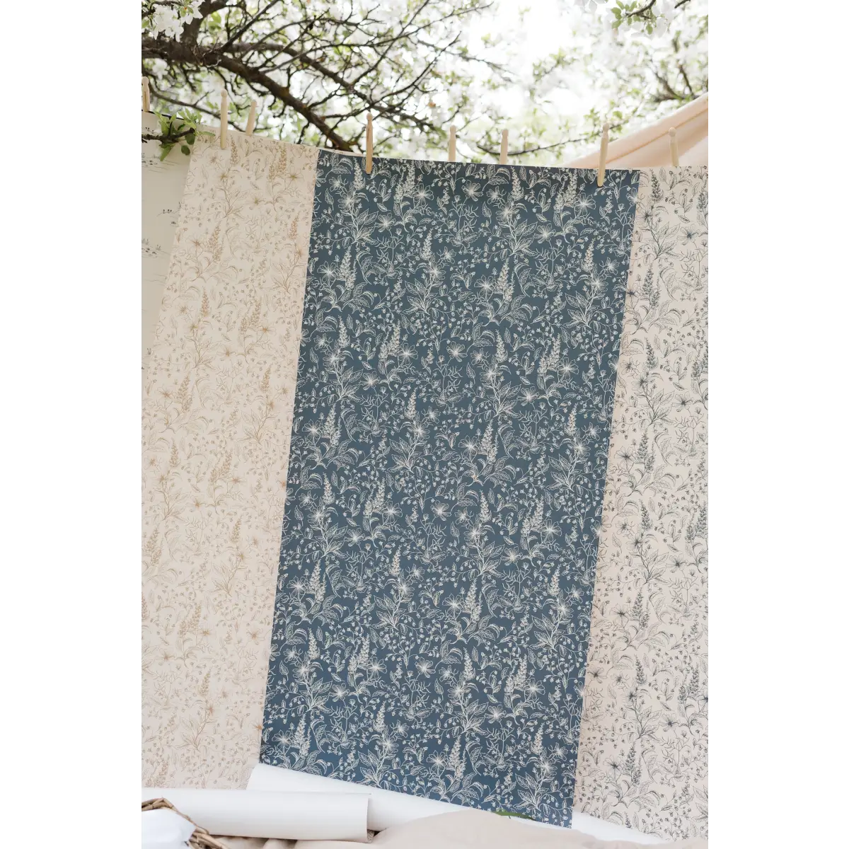 Collins Wallpaper - Foxgloves Line Drawings - by Of Lilies and Fields - Loomwell Home Goods