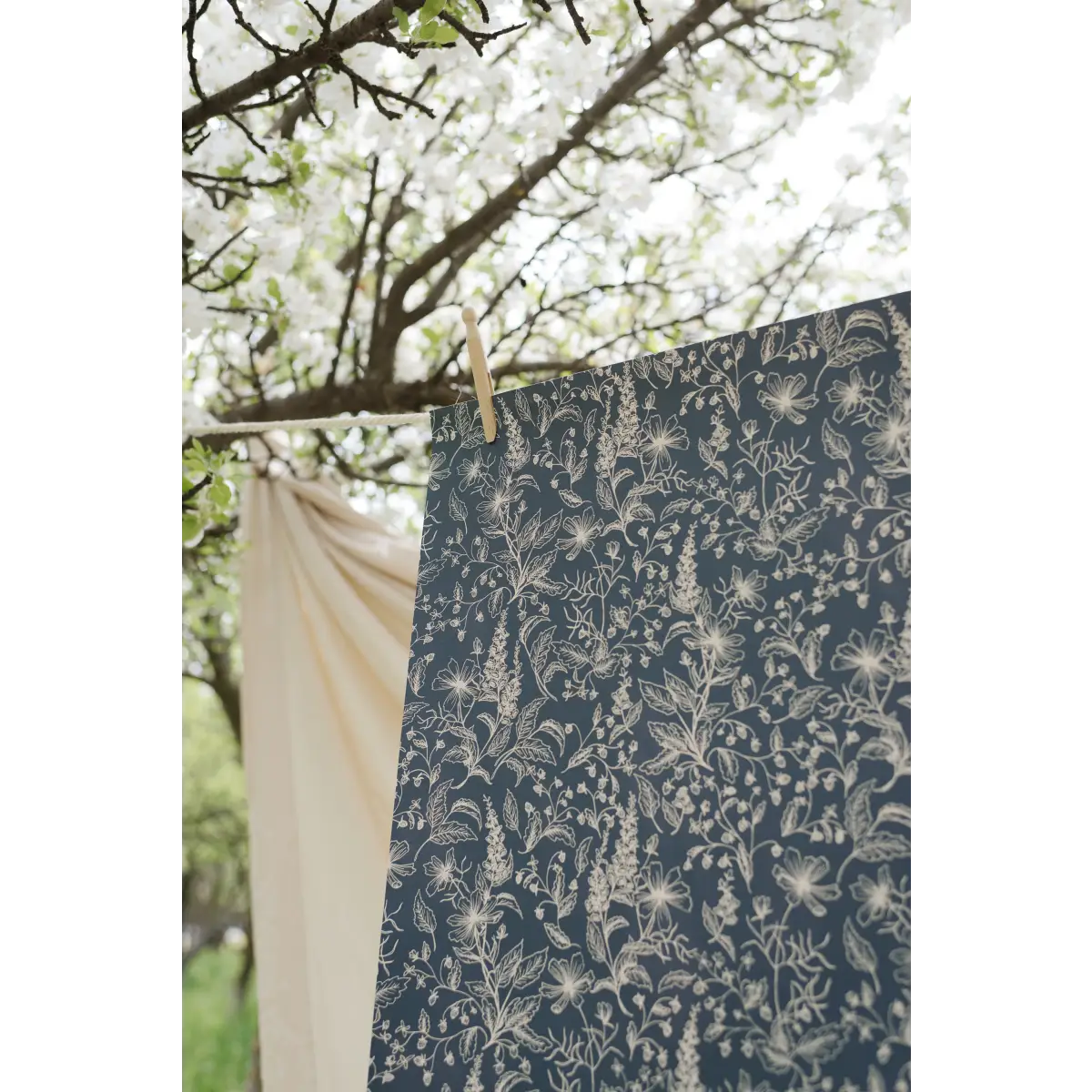 Collins Wallpaper - Foxgloves Line Drawings - by Of Lilies and Fields - Loomwell Home Goods