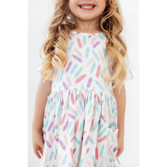 Pocket Twirl Dress - Color Crayons for School - 2T - Mila & Rose ®