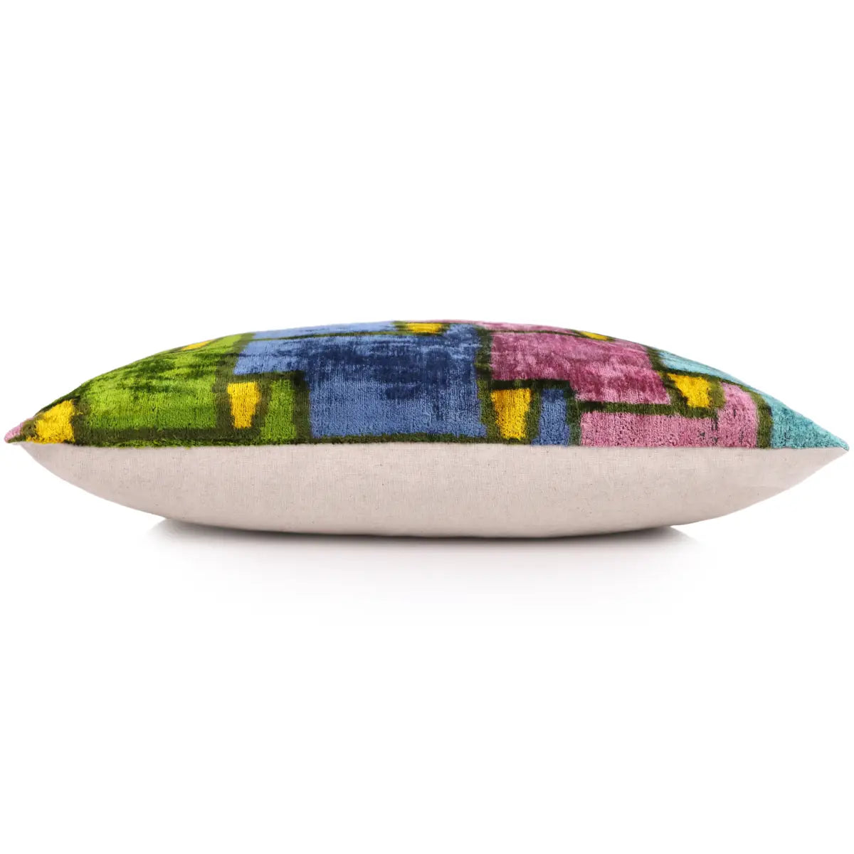 Luxury Velvet Pillow – Handmade Colorful Abstract 16x24 Lumbar - Canvello