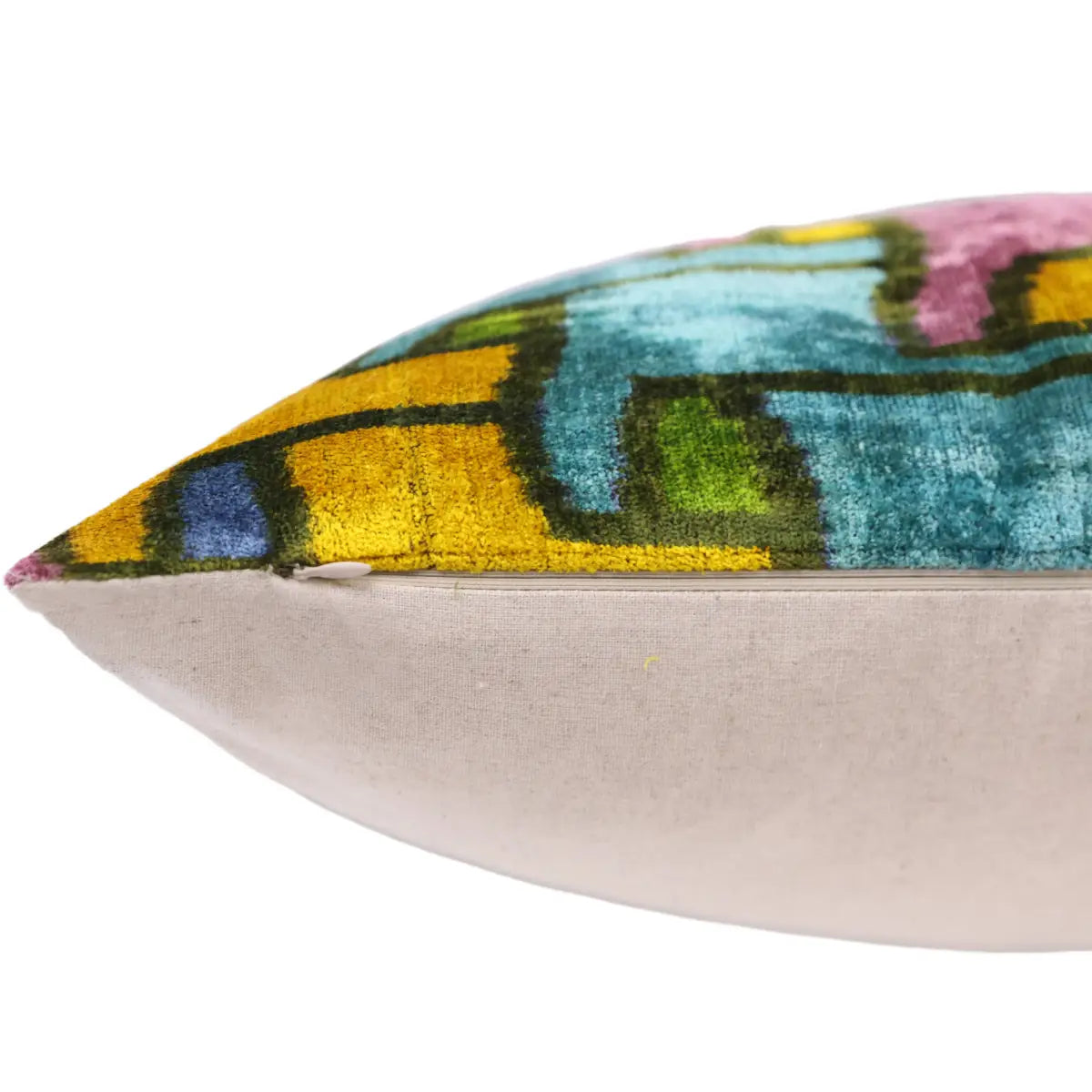 Luxury Velvet Pillow – Handmade Colorful Abstract 16x24 Lumbar - Canvello