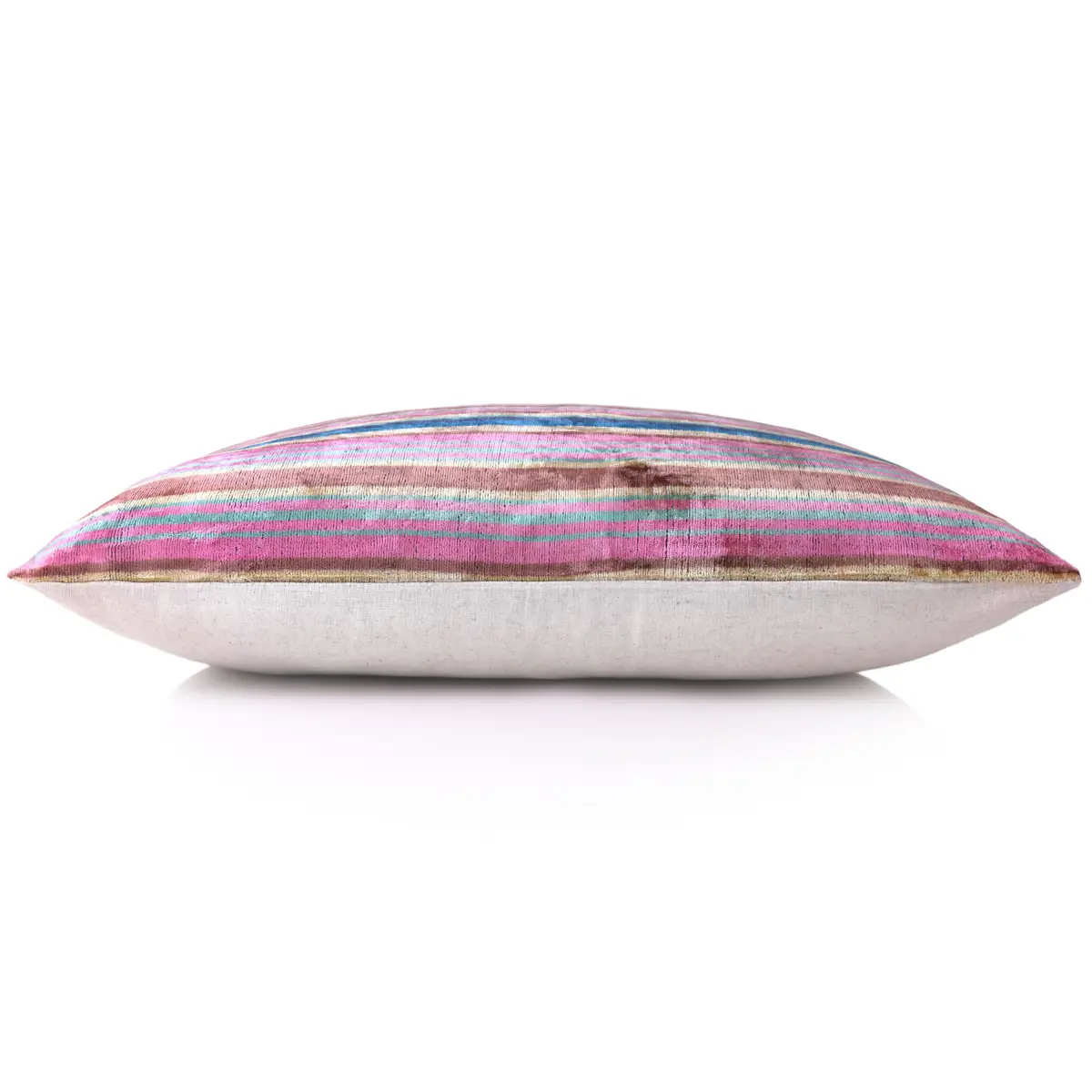 Colorful Striped Ikat Velvet Pillow – 16x16 Handmade Throw Cushion - Canvello
