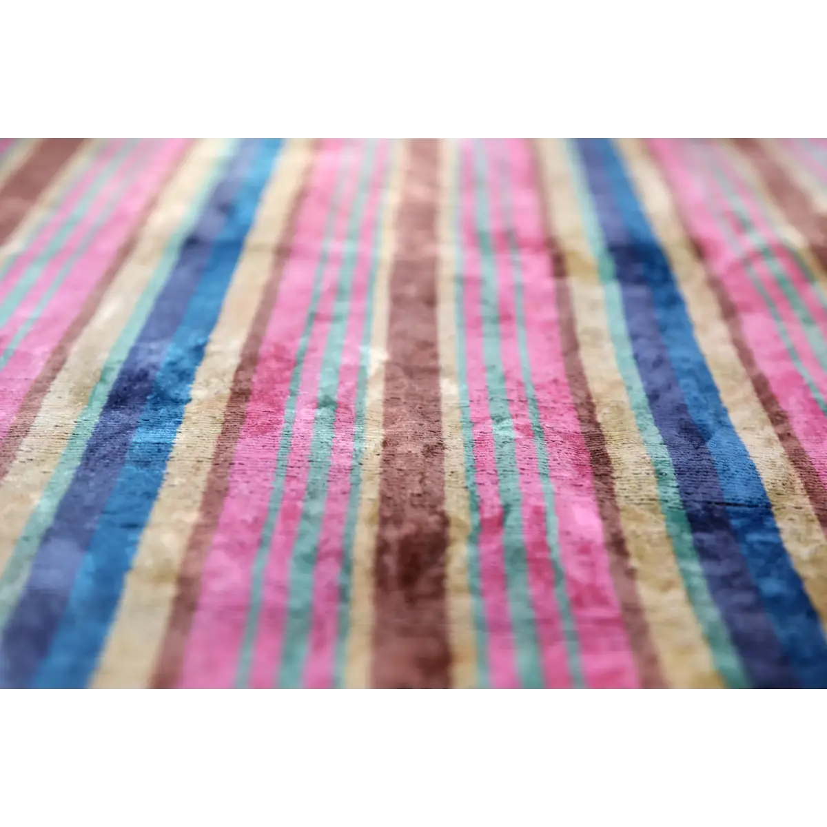 Colorful Striped Ikat Velvet Pillow – 16x16 Handmade Throw Cushion - Canvello