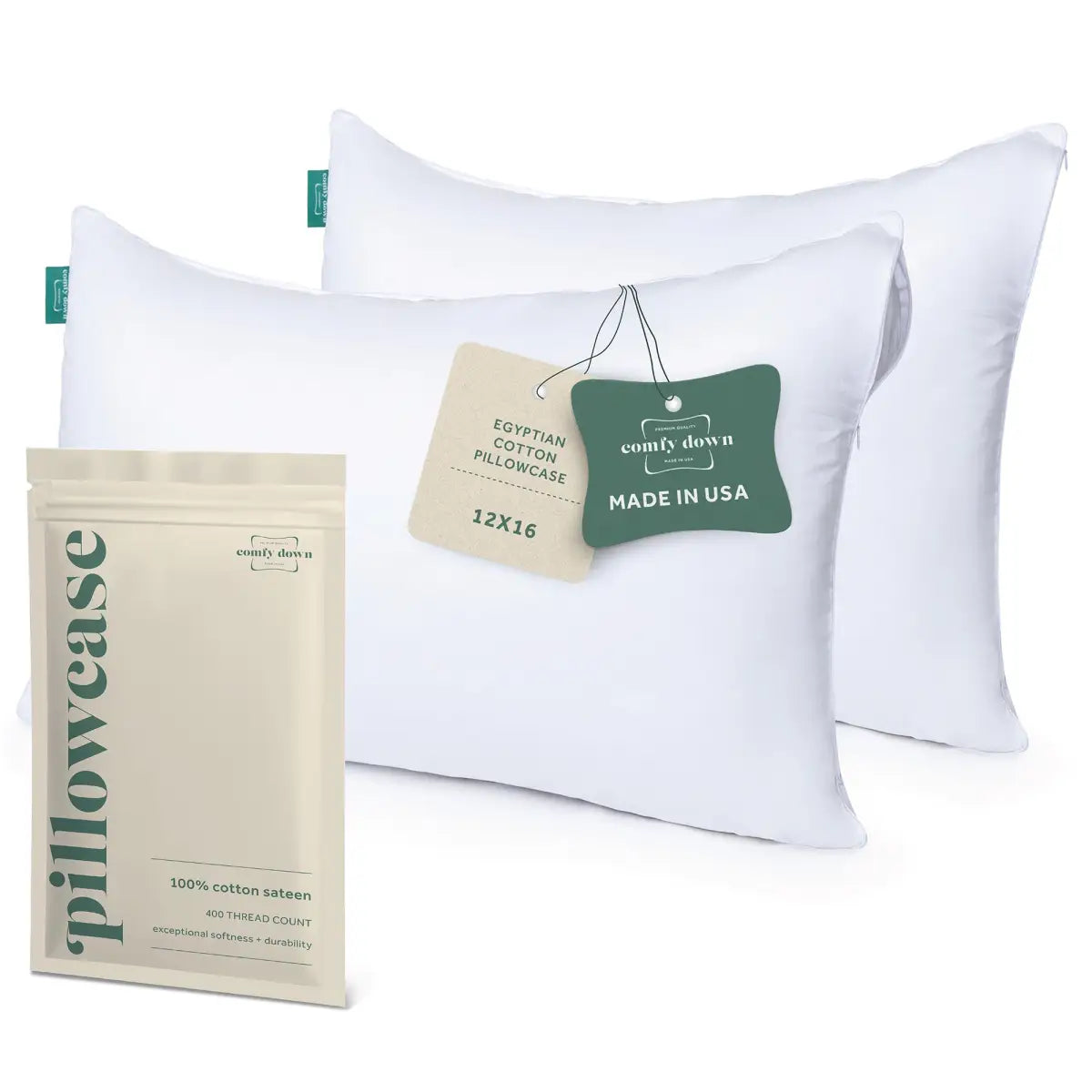 ComfyDown Pillowcase for Toddler & Travel Pillows – Zipper Closure - 12’’ x 16’’ / 2 - ComfyDown