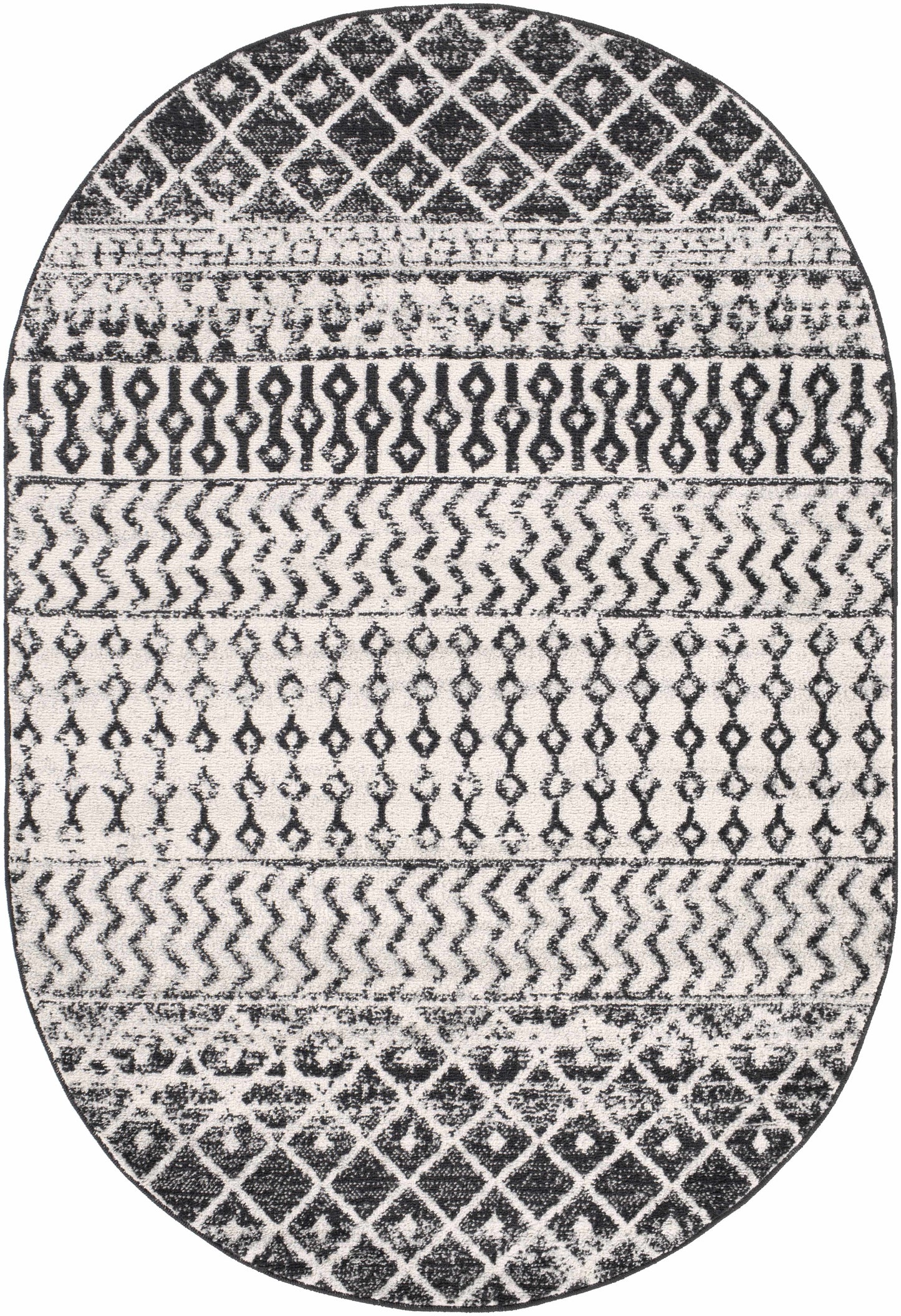 Constantin Black & White All Over Rug - 4’ x 6’ Oval - Boutique Rugs