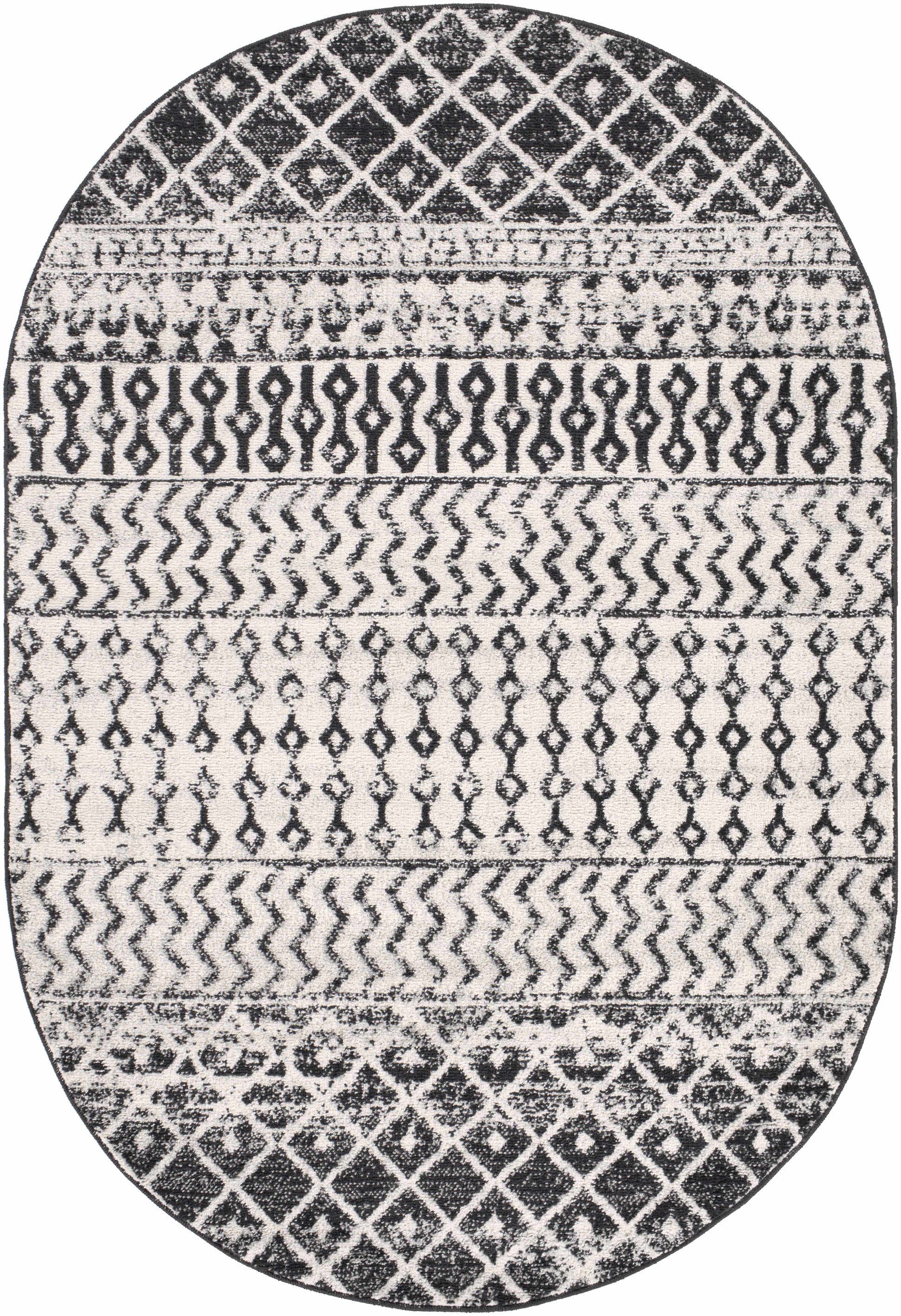 Constantin Black & White All Over Rug - 4’ x 6’ Oval - Boutique Rugs