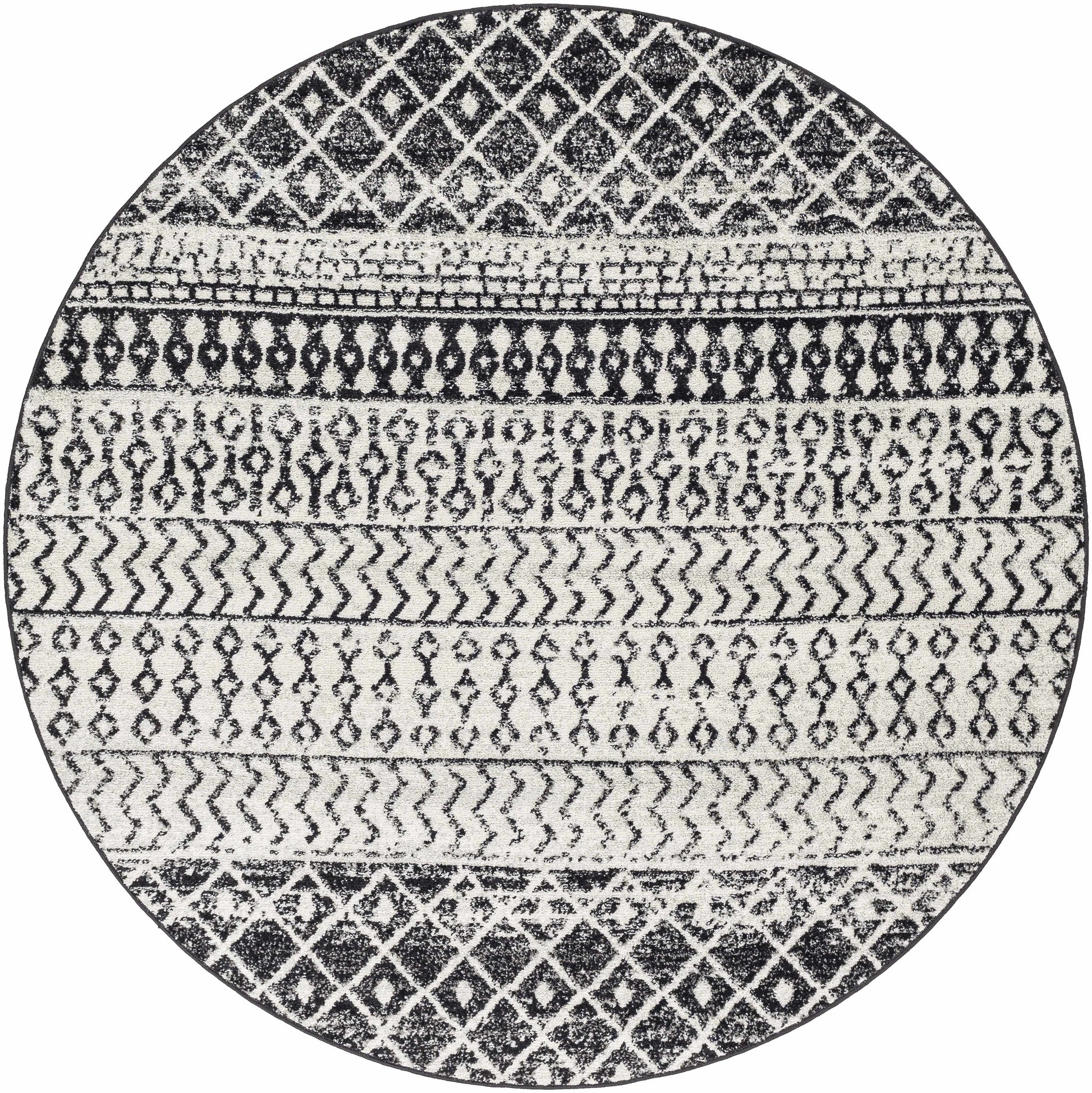 Constantin Black & White All Over Rug - 5’11’’ Round - Boutique Rugs