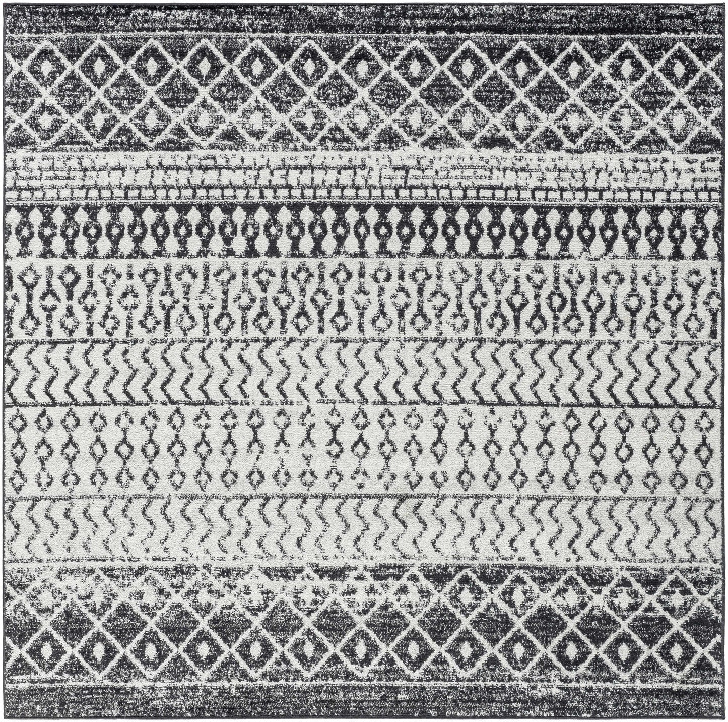 Constantin Black & White All Over Rug - 5’11’’ Square - Boutique Rugs