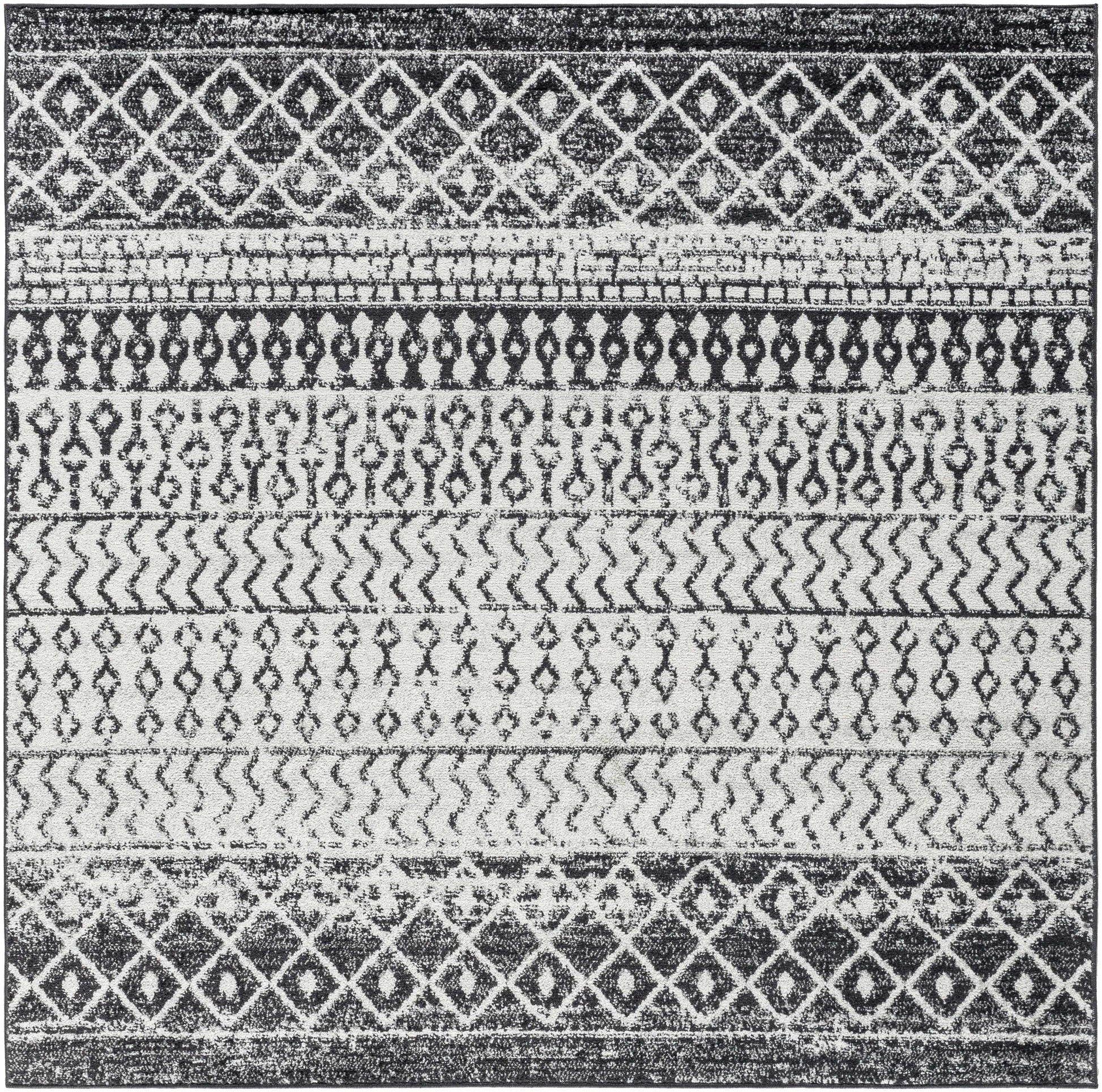 Constantin Black & White All Over Rug - 5’11’’ Square - Boutique Rugs
