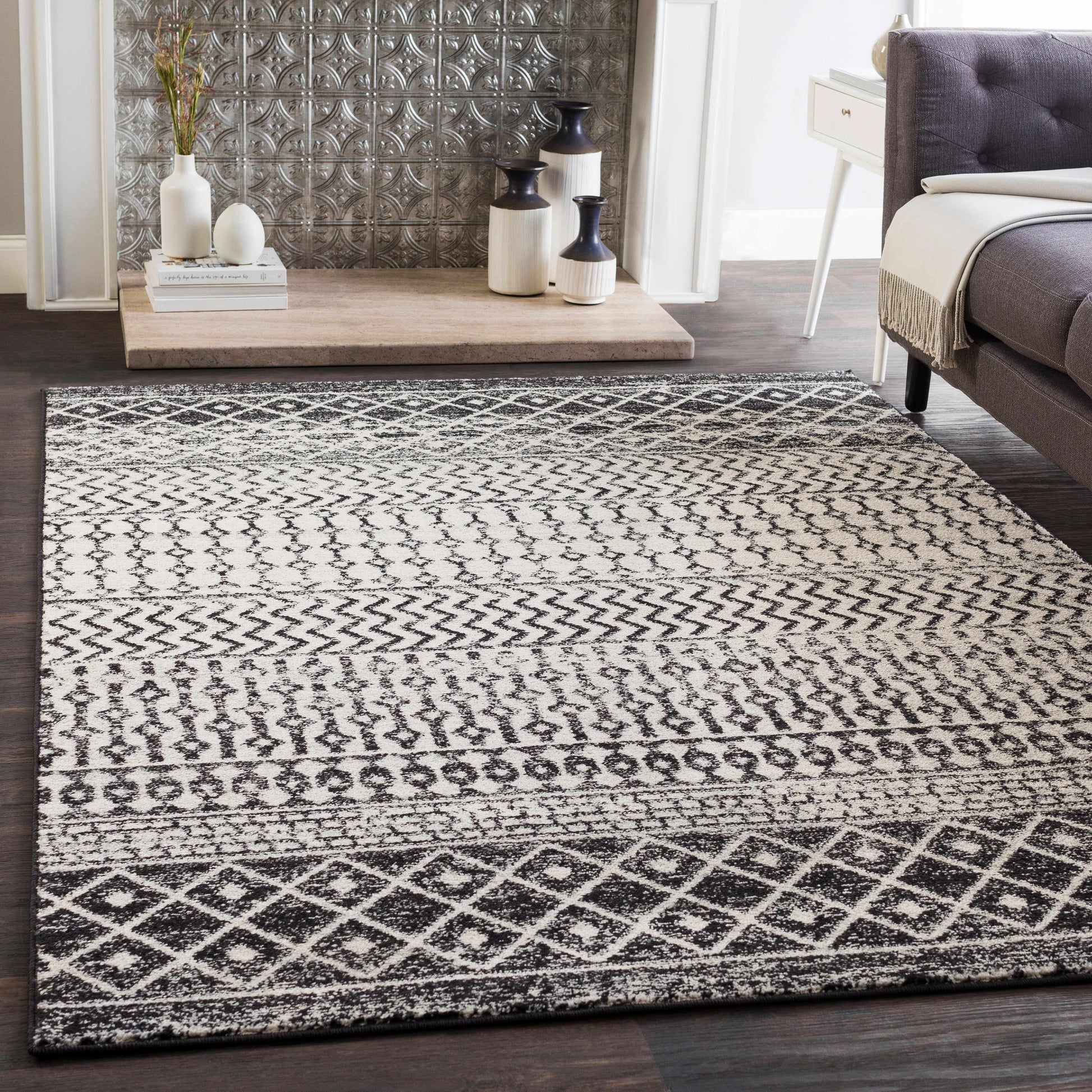 Constantin Black & White All Over Rug - Boutique Rugs