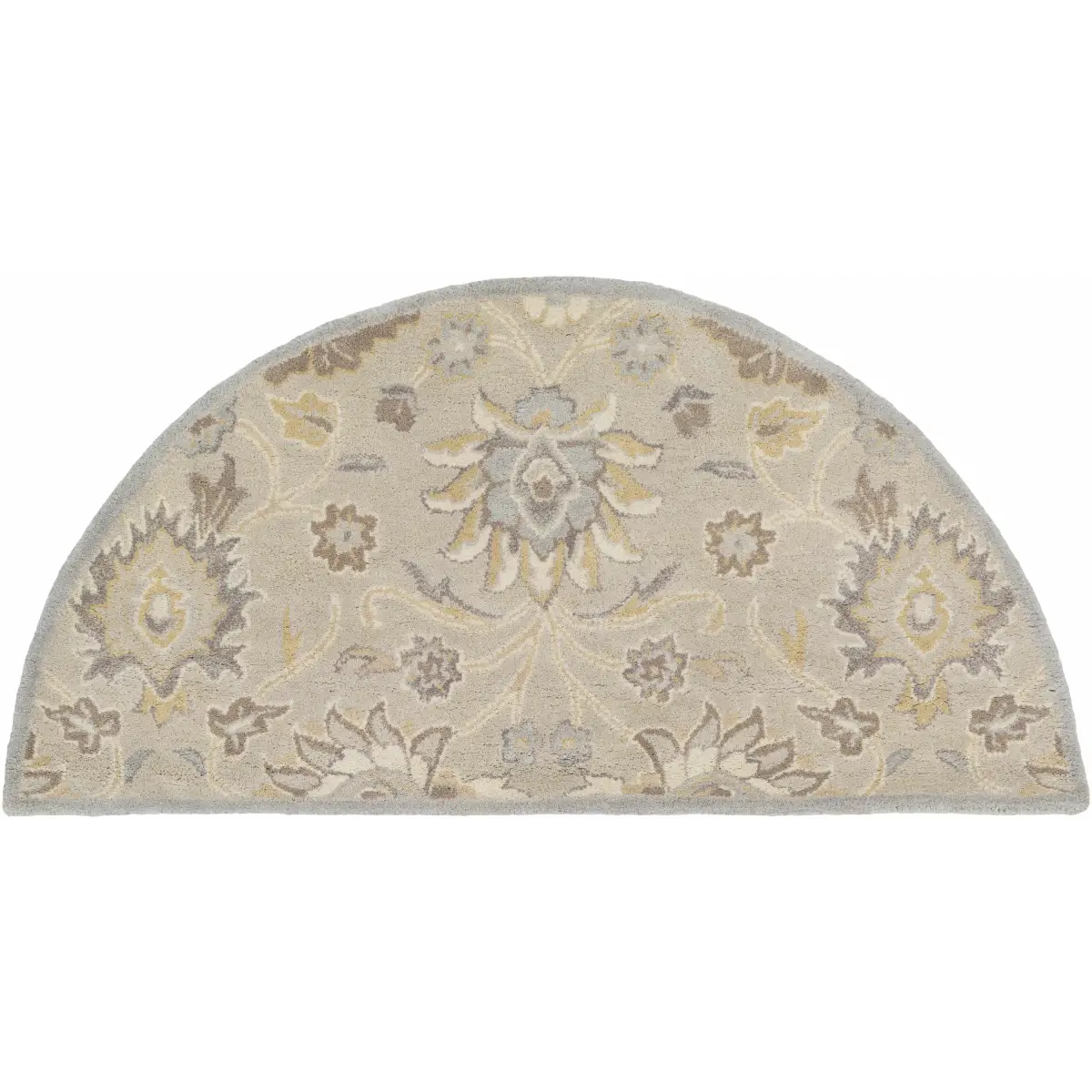 Conesus Hand Tufted Ivory & Taupe Wool Rug - 2’ x 4’ Half-Circle - Boutique Rugs