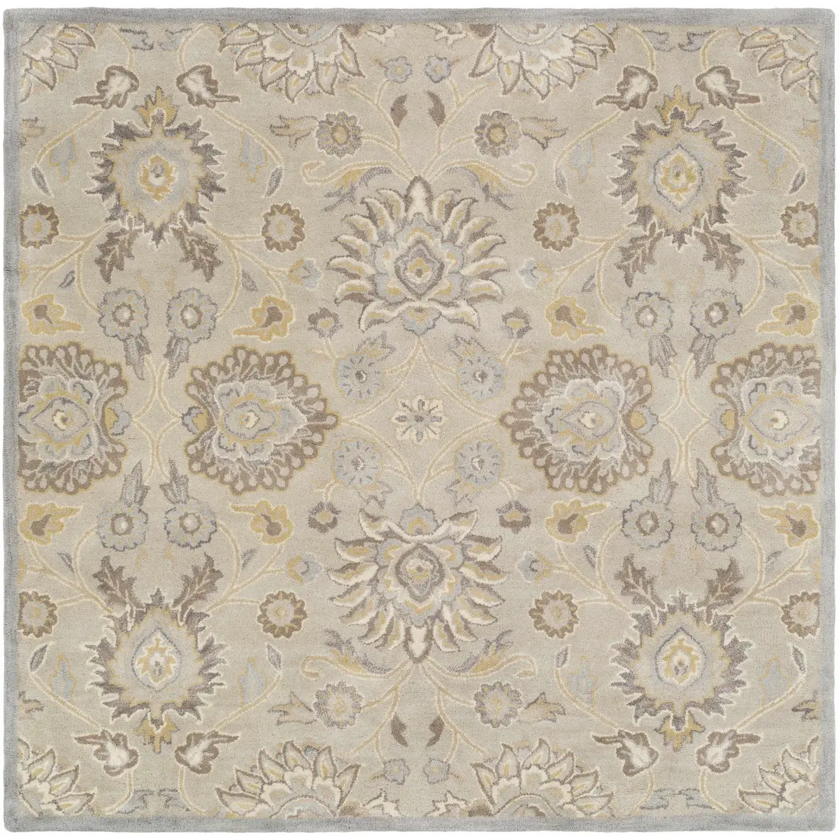 Conesus Hand Tufted Ivory & Taupe Wool Rug - 4’ Square - Boutique Rugs
