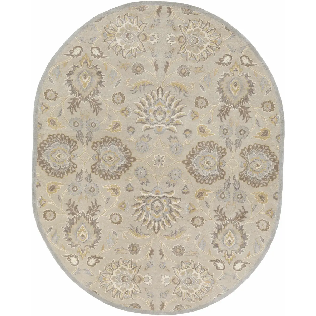 Conesus Hand Tufted Ivory & Taupe Wool Rug - 6’ x 9’ Oval - Boutique Rugs