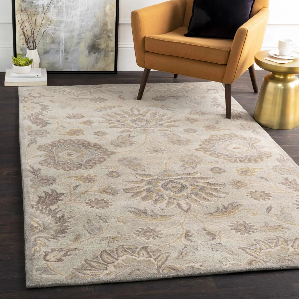 Conesus Hand Tufted Ivory & Taupe Wool Rug - Boutique Rugs