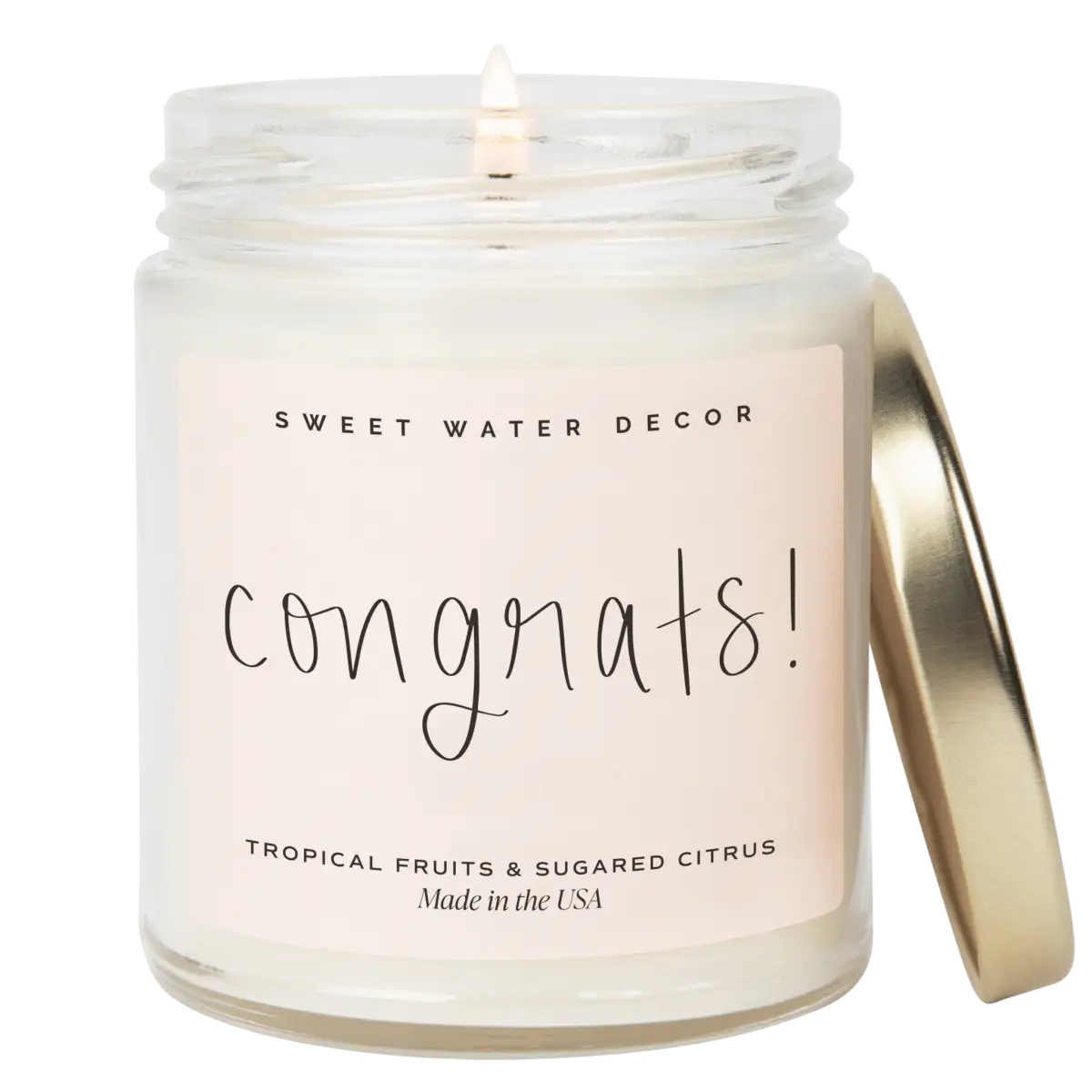 Congrats! Soy Candle - Clear Jar - 9 oz - Sweet Water Decor
