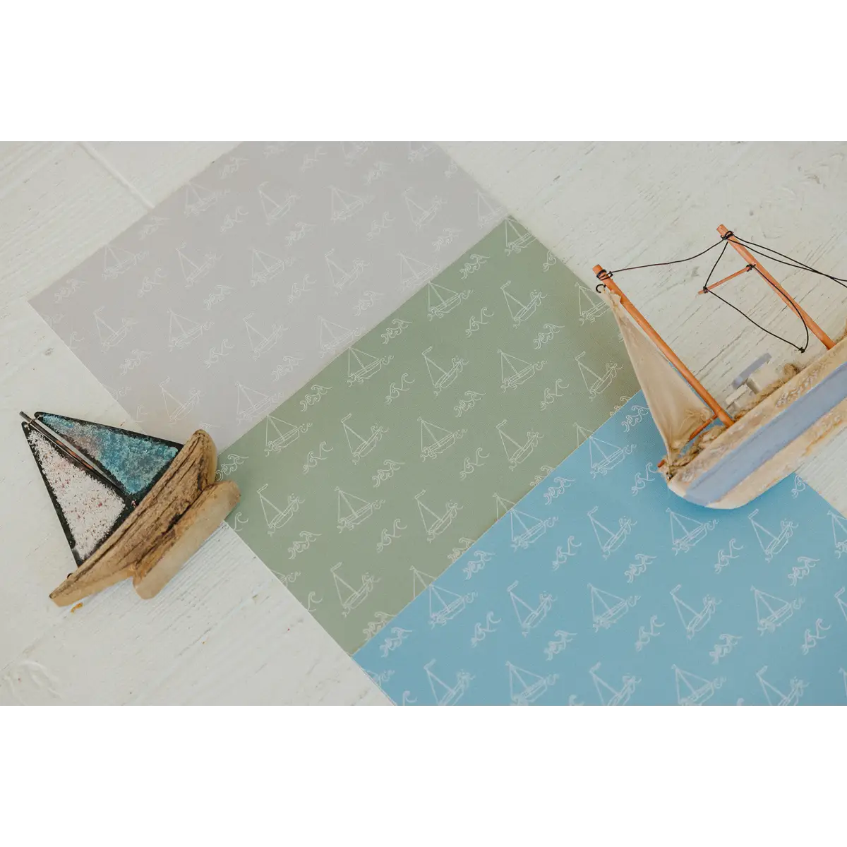 Conrad Wallpaper - Subtle Sailboats - Coastal Cottage - by Lauren Blair Hersey - Loomwell Home Goods