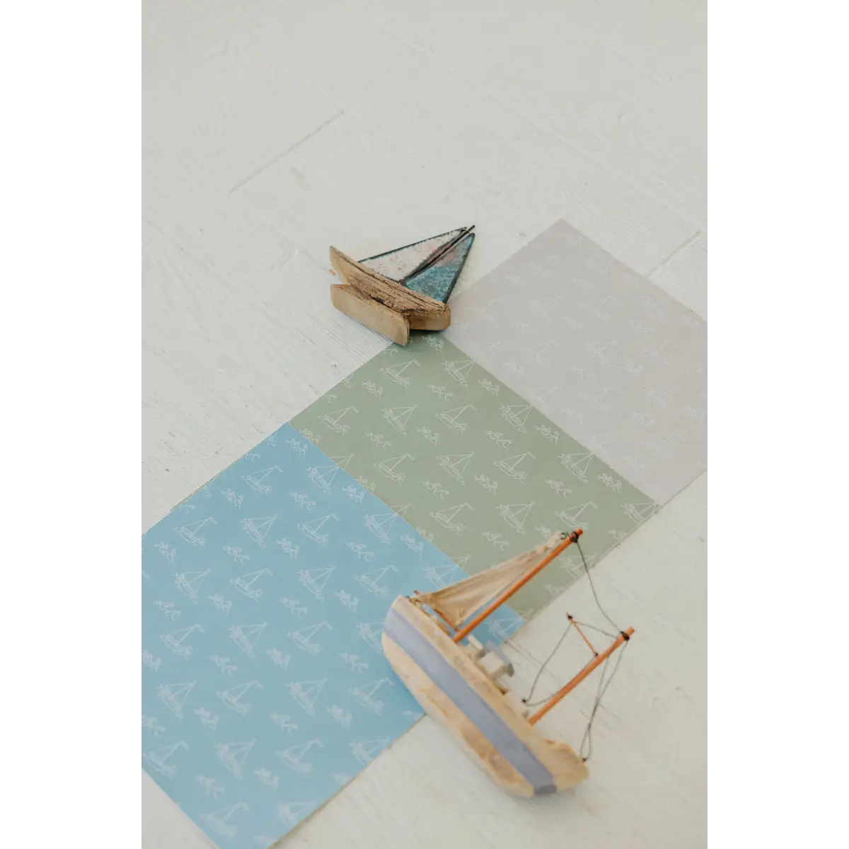 Conrad Wallpaper - Subtle Sailboats - Coastal Cottage - by Lauren Blair Hersey - Loomwell Home Goods