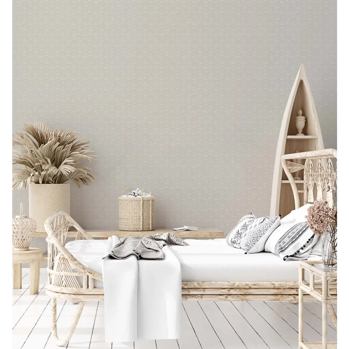 Conrad Wallpaper - Subtle Sailboats - Coastal Cottage - by Lauren Blair Hersey - Sample 1 foot by 1 foot / Small Scale