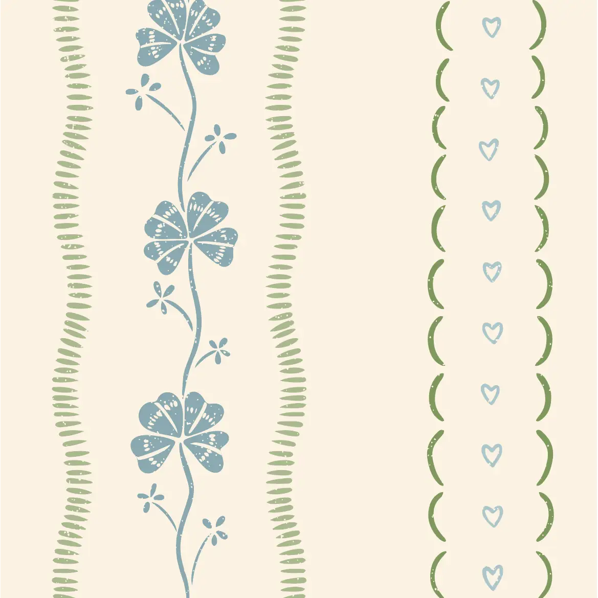 Constance Wallpaper - Shamrocks and Hearts - by House of Haricot - Sample 1 foot by 1 foot / Blue and Green - Loomwell