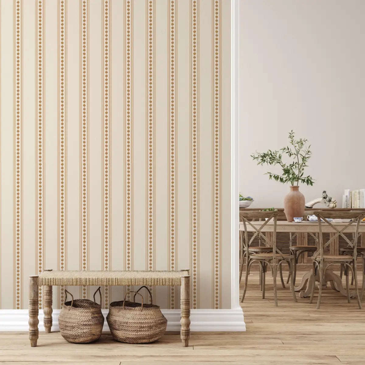 Conway Wallpaper - Dotted Stripe - by Beeky Illustration - Loomwell Home Goods