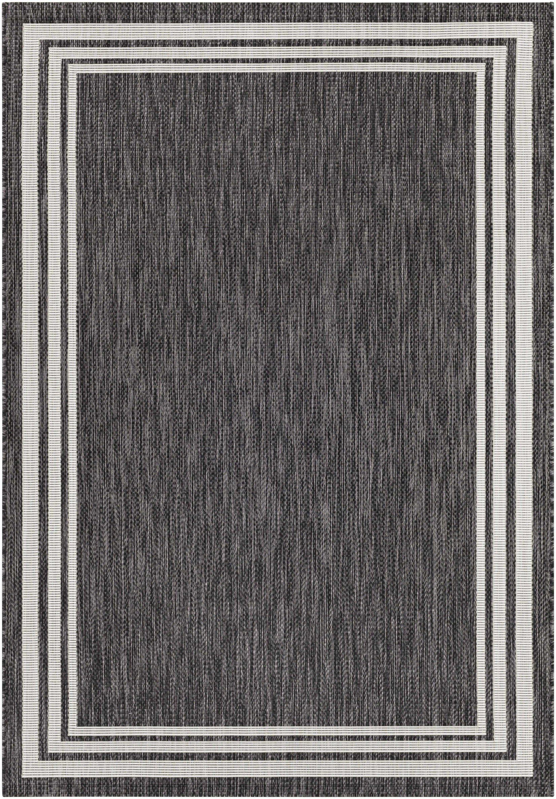 Coonamble Bordered Antrasit Outdoor Rug - 5’3’’ x 7’7’’ Rectangle - Boutique Rugs
