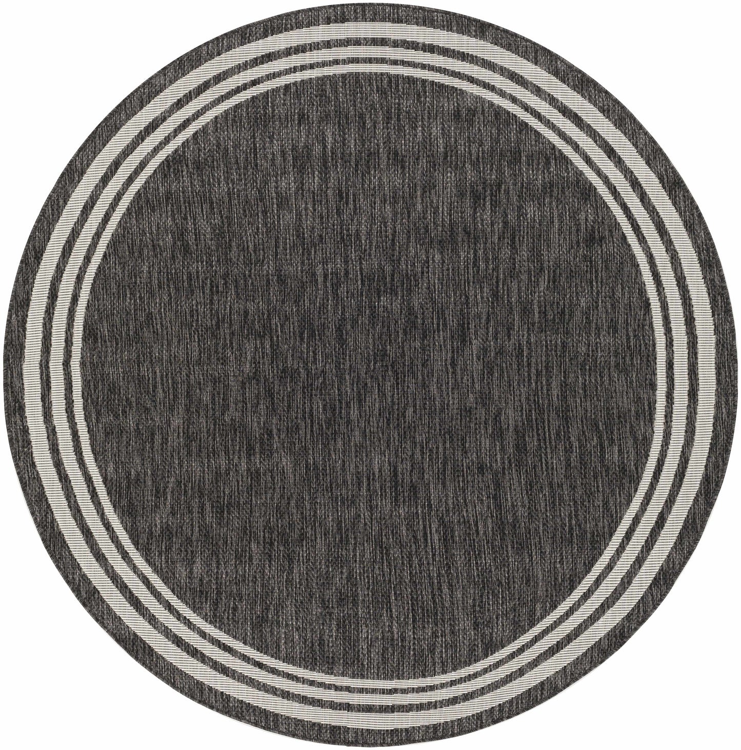 Coonamble Bordered Antrasit Outdoor Rug - 6’7’’ x 6’7’’ Round - Boutique Rugs