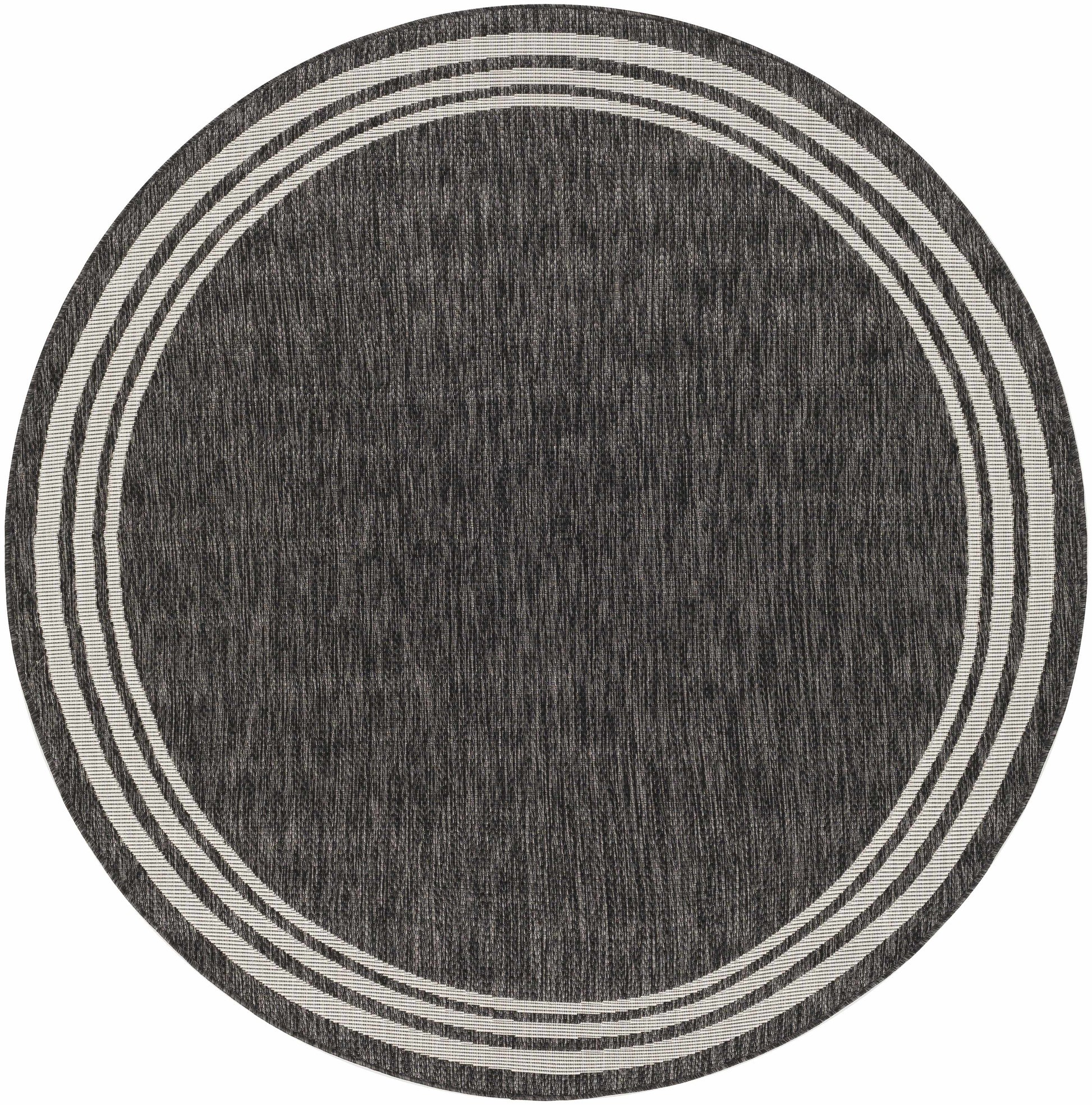 Coonamble Bordered Antrasit Outdoor Rug - 6’7’’ x 6’7’’ Round - Boutique Rugs