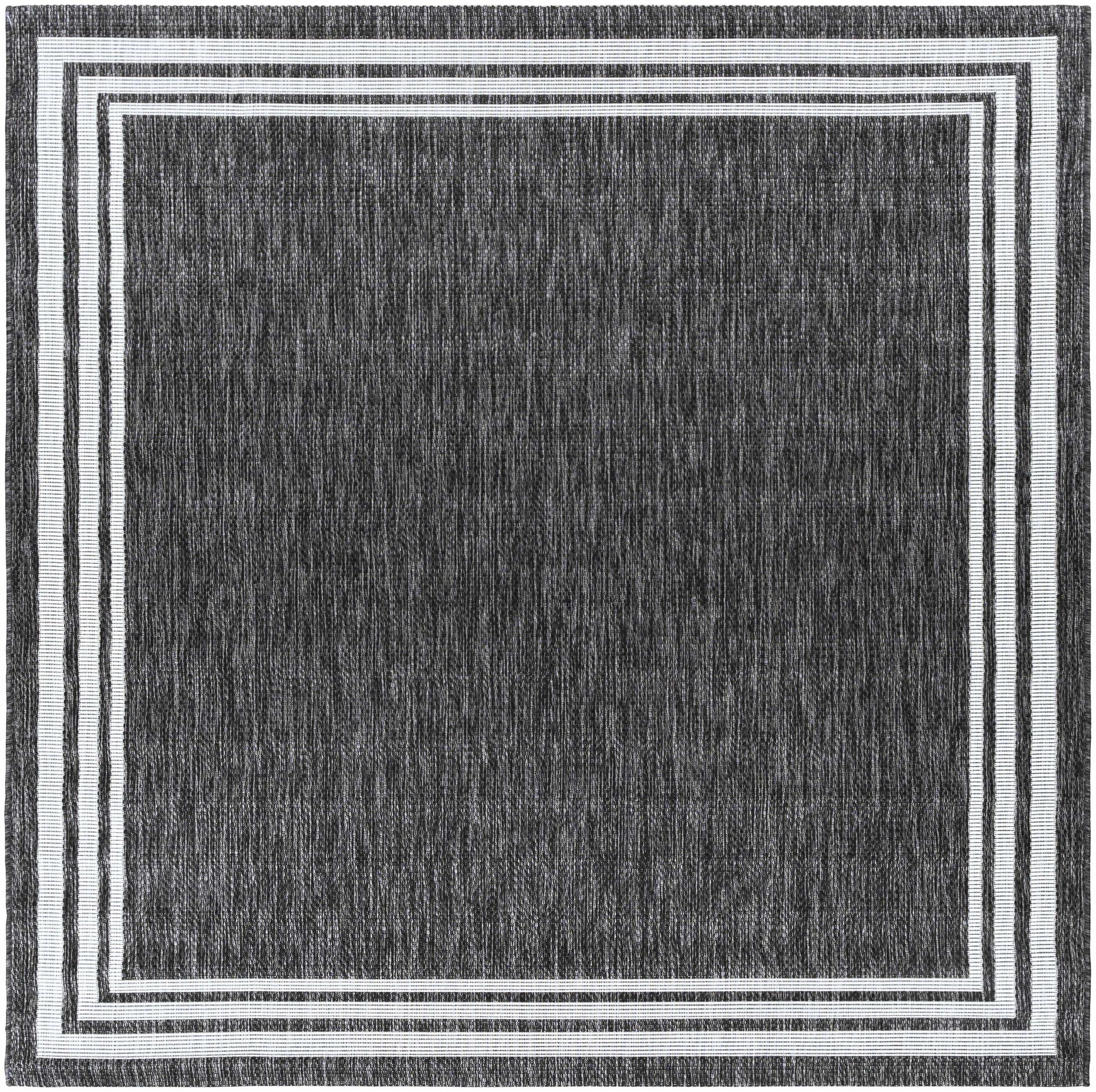 Coonamble Bordered Antrasit Outdoor Rug - 6’7’’ x 6’7’’ Square - Boutique Rugs