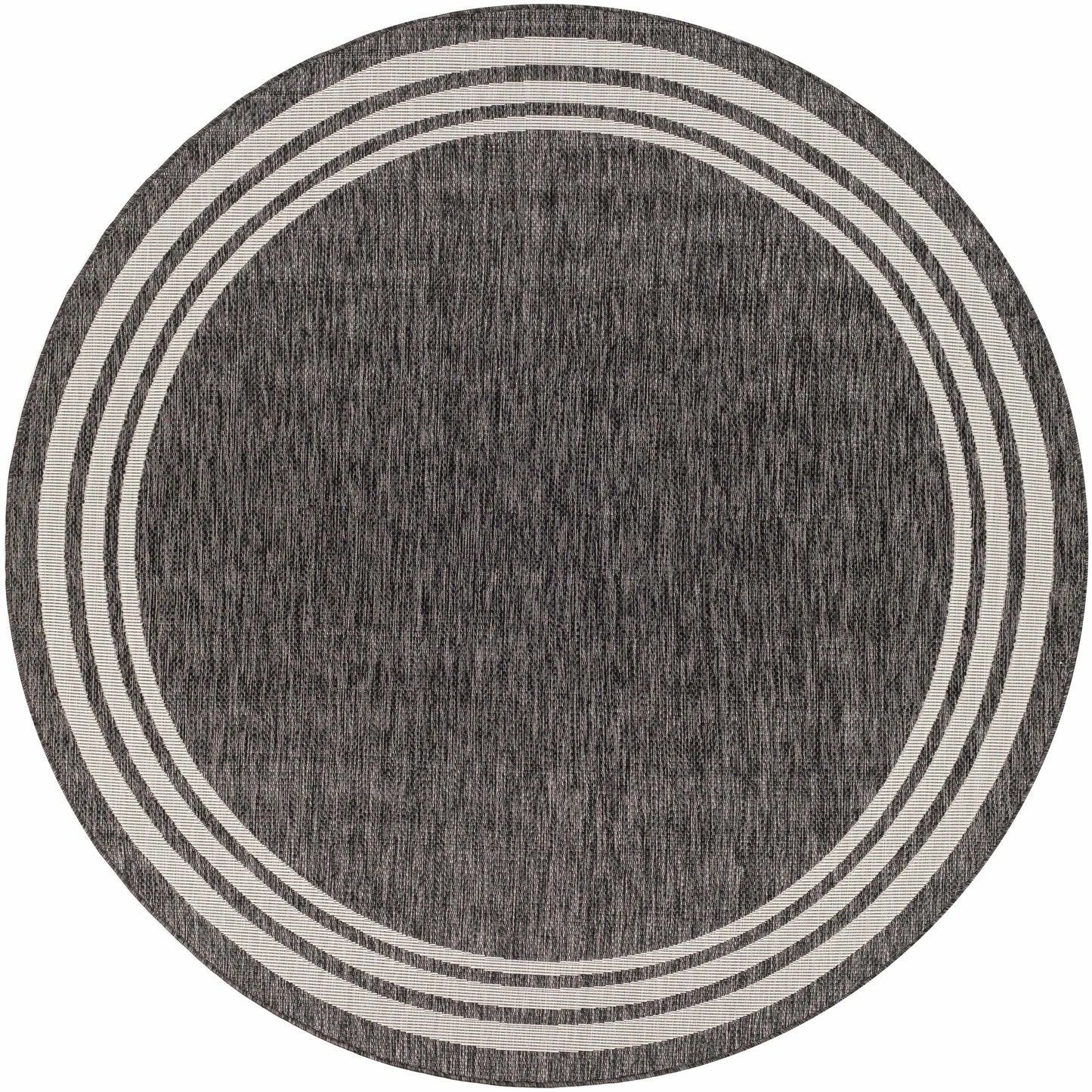 Coonamble Bordered Antrasit Outdoor Rug - 7’10’’ x 7’10’’ Round - Boutique Rugs