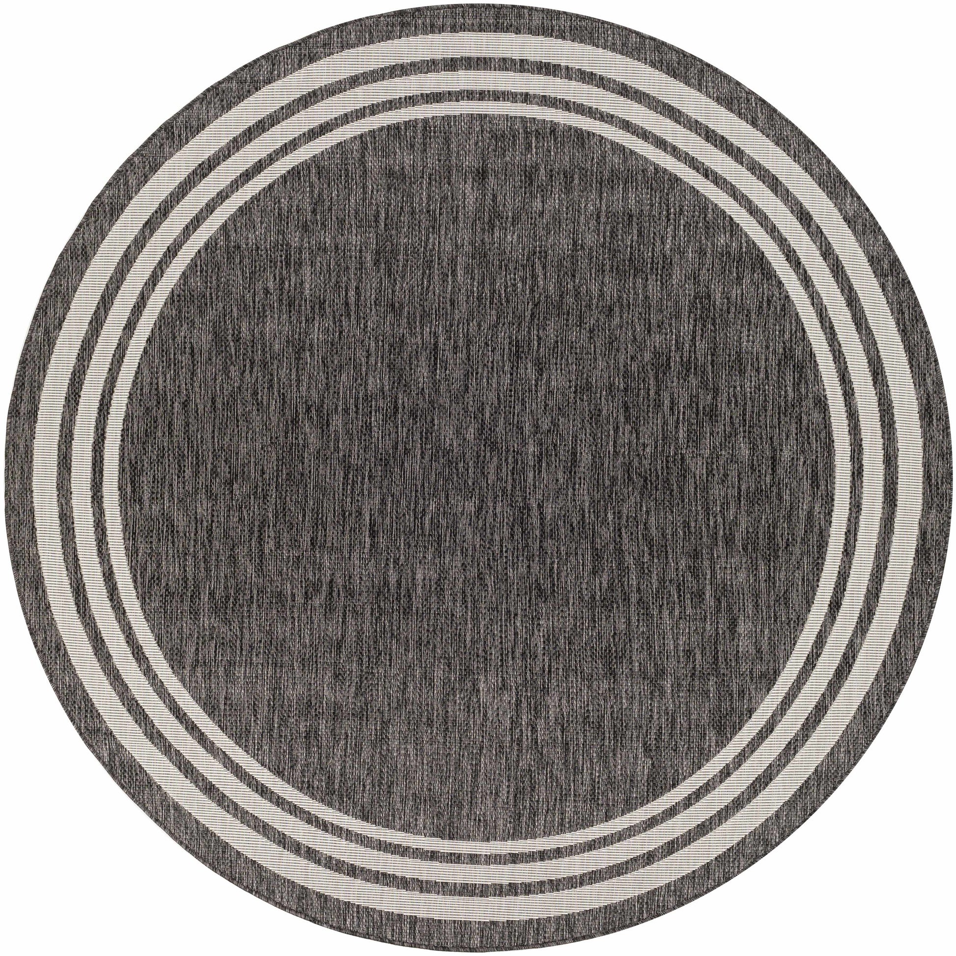 Coonamble Bordered Antrasit Outdoor Rug - 7’10’’ x 7’10’’ Round - Boutique Rugs