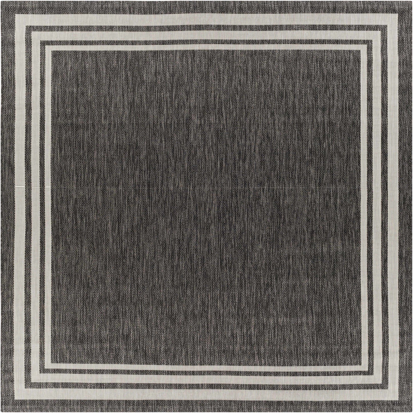 Coonamble Bordered Antrasit Outdoor Rug - 7’10’’ x 7’10’’ Square - Boutique Rugs