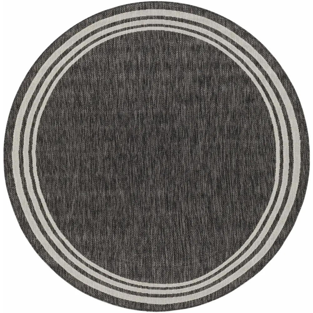 Coonamble Bordered Antrasit Outdoor Rug - 6’7’’ x 6’7’’ Round - Boutique Rugs