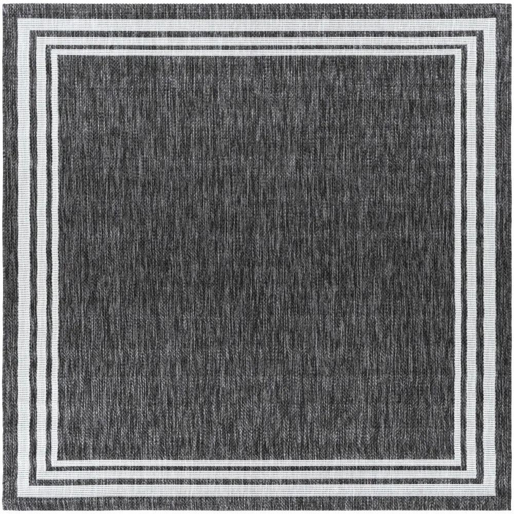 Coonamble Bordered Antrasit Outdoor Rug - 6’7’’ x 6’7’’ Square - Boutique Rugs