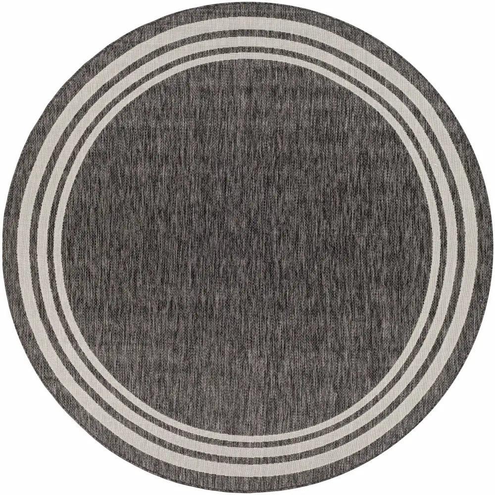 Coonamble Bordered Antrasit Outdoor Rug - 7’10’’ x 7’10’’ Round - Boutique Rugs