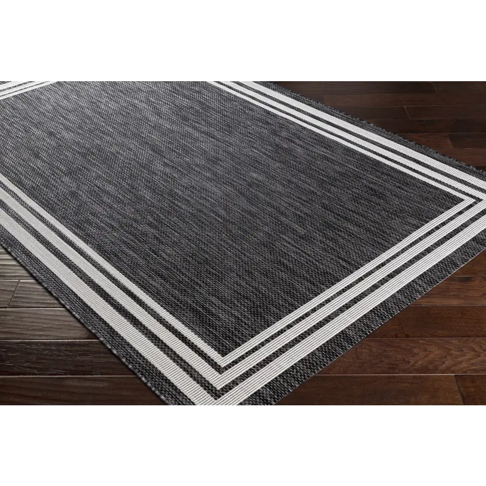 Coonamble Bordered Antrasit Outdoor Rug - Boutique Rugs