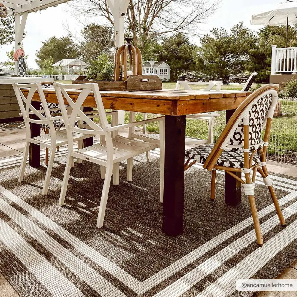 Coonamble Bordered Antrasit Outdoor Rug - Boutique Rugs