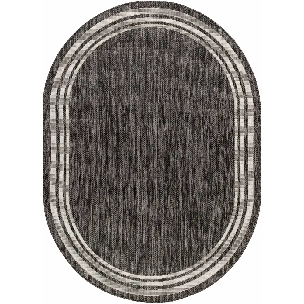 Coonamble Bordered Antrasit Outdoor Rug - Boutique Rugs