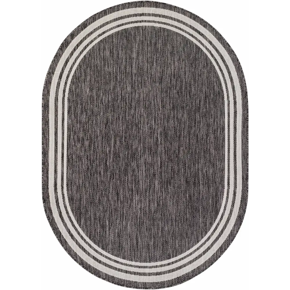 Coonamble Bordered Antrasit Outdoor Rug - Boutique Rugs