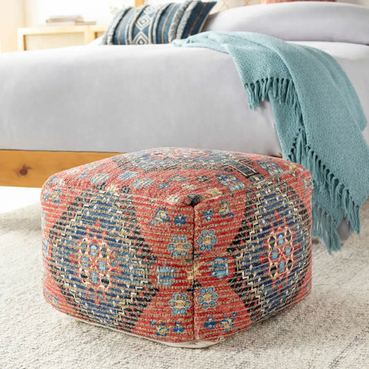 Copeland Woven Jute and Cotton Pouf - 20’’ x 20’’ x 14’’ Rectangle - Boutique Rugs