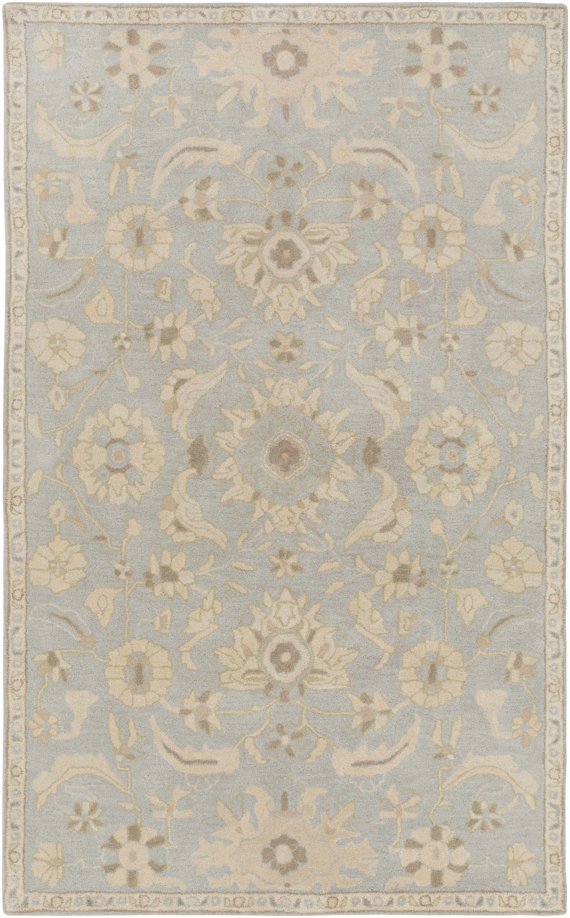 Pale Blue Traditional Wool Rug - * 5’ x 8’ Rectangle - Boutique Rugs
